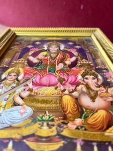 Framed Lakshmi Ganesha Saraswati Picture