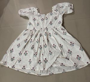 White Floral Print Dress