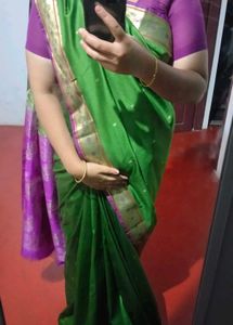 Green Saree with Pink Border