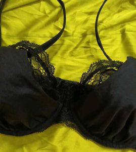 Lace Trimmed Black Bra