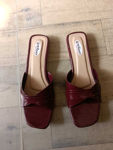 Maroon Patent Block Heels