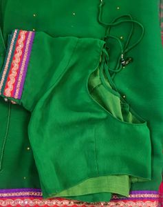 Beautiful Green Saree with Embellishments