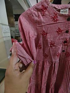 Utsa Westside Gingham Embroidered dress