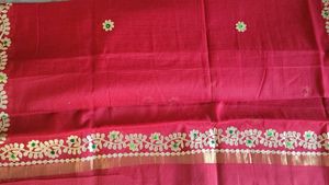 Beautiful Red Embroidered Saree with  blouse p
