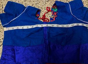 Red &amp; Green Embroidered Saree
