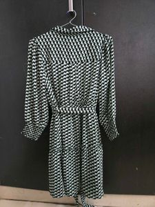 Madame Polka Dot Printed Collar Flared Dress