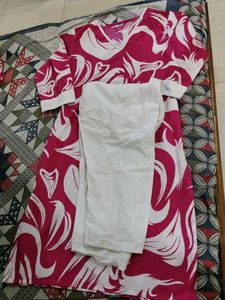 Vibrant Pink & White Printed Kurta with pant