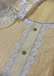 Elegant Yellow Kurta Set with Lace Detail