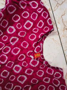Vibrant Pink Ikat Print Tiered Kurti