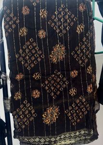 Rolling Black Saree with Gold Print