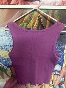 Cute Purple Ribbed Tank Top