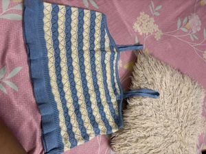 Blue &amp; white Striped Knit crochet Tank Top