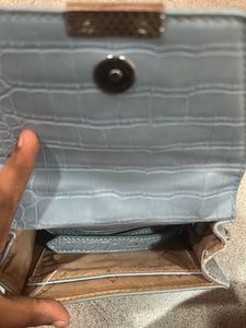 Stylish Light Blue Croc-Embossed Handbag
