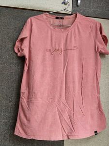 Cute Pink "enjoy" Graphic T-Shirt