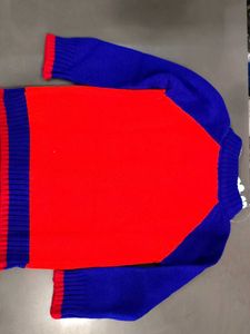 Cozy Red &amp; Blue Zip-Up Sweater