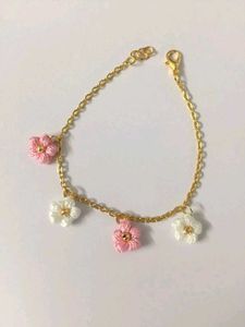 Crochet Flower Charm Bracelet