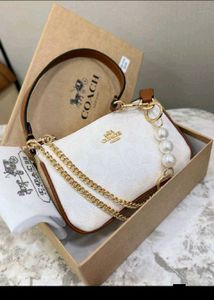 Coach White Pearl Accent Shoulder Bag