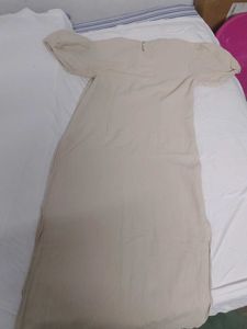 Women's Beige Puff Sleeve Maxi Dress