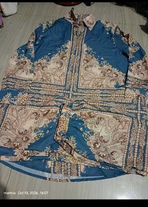 Elegant Blue Paisley Print Kurta Set