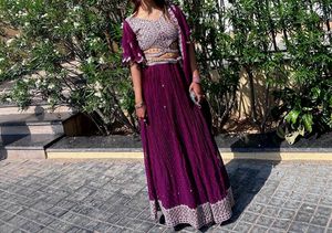 Elegant Purple Sequined Lehenga Set