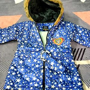 Cute Blue Star Print Winter Jacket