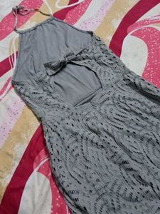 👀Grey Lace Halter Neck Dress👀