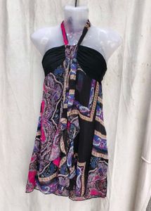 4267. Bohemian Print Halter Neck Mini Dress