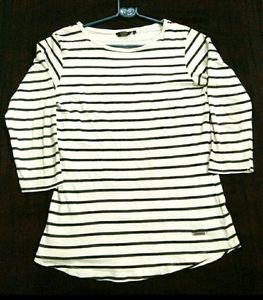 Roadster Pure Cotton Ribbed T Shirt For Women