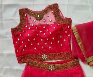 Pink flared lehenga choli set