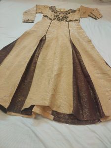 Elegant Beige & Brown Ethnic Gown