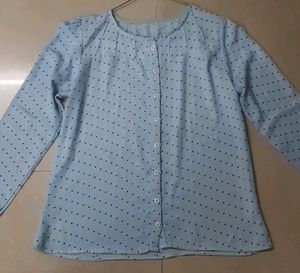 Sky Blue Dotted Daily Wear Top