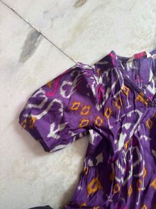 Boho Purple Print Tiered Midi Dress