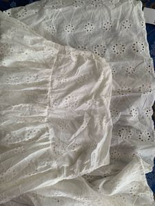White Cotton Embroidered Maxi Skirt