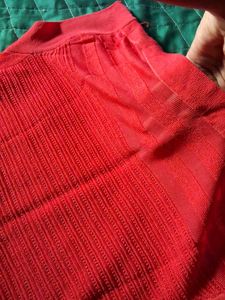 Red Textured Knit Top