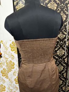 Brown Strapless Mini Dress