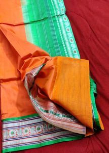 Zari Border Orange Silk Saree ✨