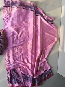 Beautiful Pink Saree with Gold Embroidery