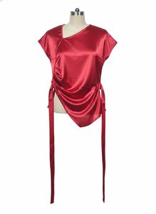 Shein Cute Asymmetrical Neck Tie-Up Extended Sleev