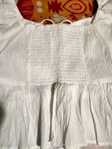 White Puff Sleeve Tie-Up Peplum Top