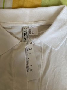H&m White Cropped Polo T-Shirt