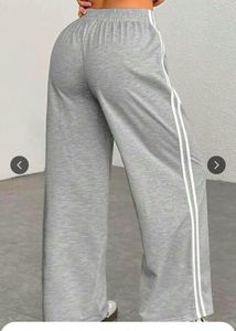 Grey Wide Leg Track Pants