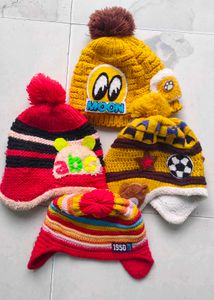 Cute Kids Winter Beanies - Set of 4