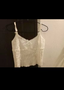 White Lace Trimmed Camisole Top