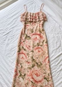 Floral Ruffle Strap Maxi Dress