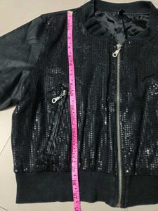 Sequined Women's Crop Jacket/Can be used Oversized