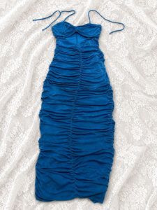 Stunning Royal Blue Ruched Velvet Dress