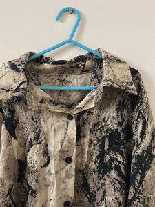 Abstract Print Button-Up Shirt