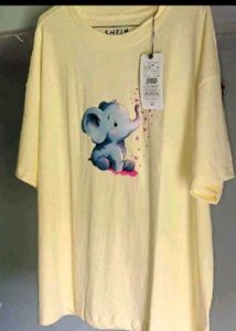 Cute Elephant Print Yellow T-Shirt