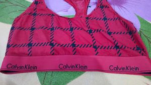 Calvin Klein Red Plaid Sports Bra
