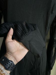 Elegant Black Lace Sleeve Dress